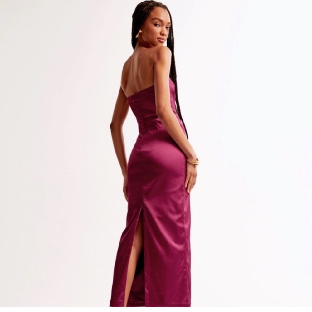 Abercrombie Strapless Satin Sculpt Maxi Dress - Picture 3 of 12